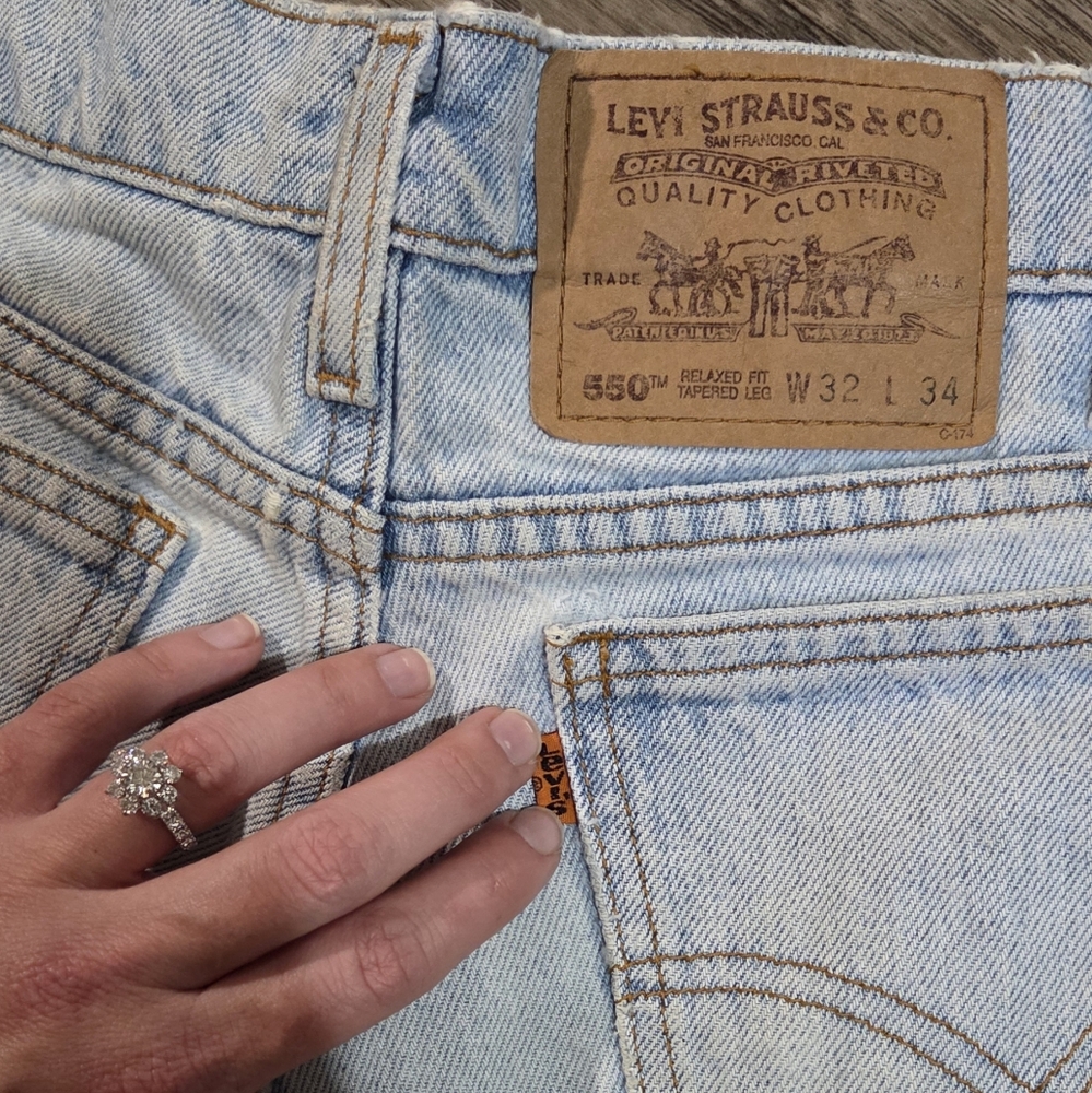 Vintage Rare Orange Tab Levis Distressed Jean Cut-off Shorts